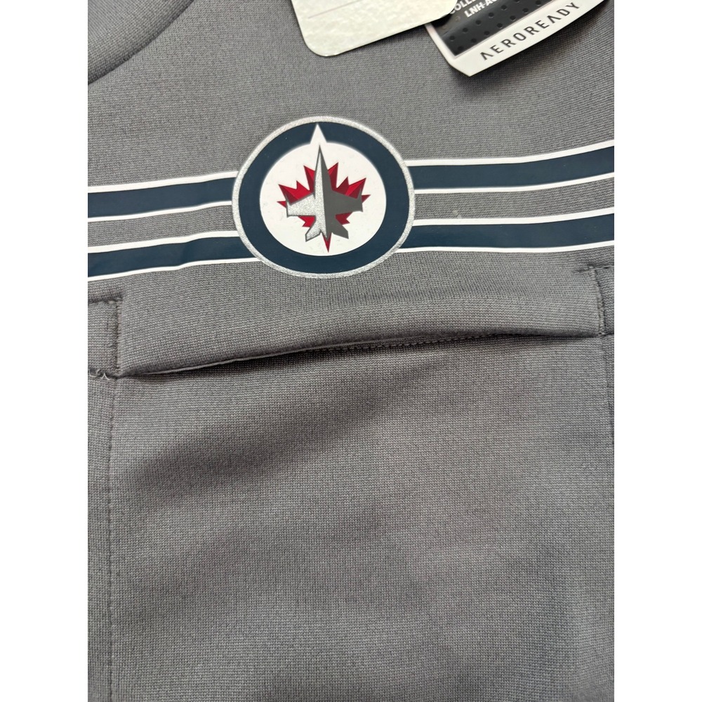 Adidas Winnipeg Jets NHL Aeroready Crewneck Sweatshirt Mens Medium Grey GI5739 - Picture 3 of 8